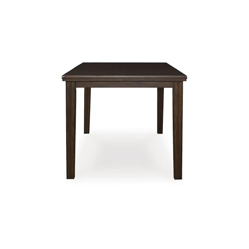 Signature Design by Ashley Wood Counter Height Extendable Dining Table | Durable hardwood & oak veneers, Space-saving 18-inch self-storing butterfly leaf, Seats up to 8 guests, Haddigan Series - color: Dark Brown, style: Counter Height Table