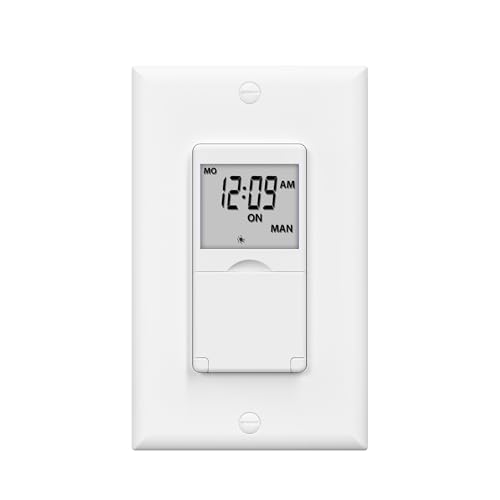 BN-LINK 7 Day Programmable in-Wall Timer Switch for Lights, Digital Light Switch Timer Indoor, Single Pole and 3 Way (Compatible with SPDT) Both Use, Neutral Wire Required, No Backlight, ETL Listed - color: No Backlight, size: 1 Pack