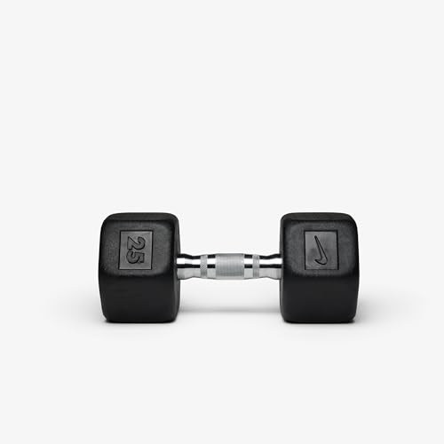 Nike Rubber Hex Dumbbell Pair - color: Black / Black, size: 25 lb