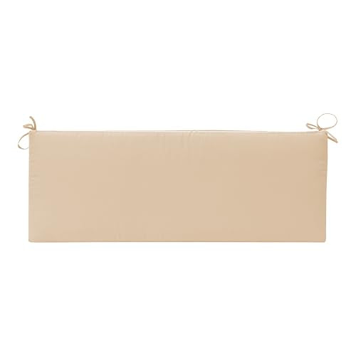 QILLOWAY Indoor/Outdoor Bench Cushion, Thick Upholstery Foam Couch Swing Pads with Ties,48-Inches,Beige/Sand/Camel. - color: Beige/Sand/Camel