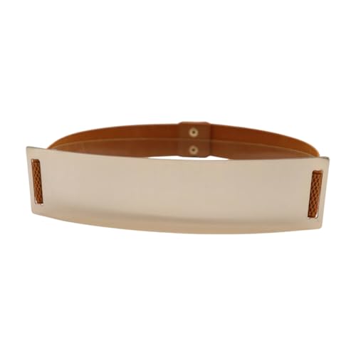 Generic Women Teal Blue Fashion Belt - Hip High Waist Elastic Band Gold Metal Skull Buckle S M z052