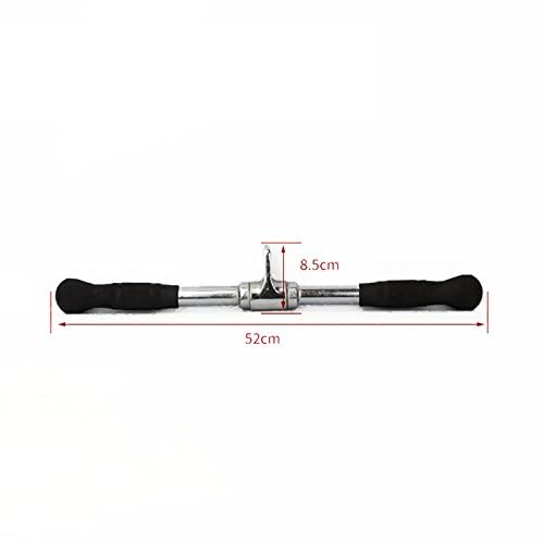 Lat Cable Machine Attachment Curl Pulldown Barbell Revolving Bar, Multi-Exerciser Cable Attachment, Solid Steel Tricep Press Down Bar with Rubber Handgrips & Revolving Hanger - color: 20 Inch