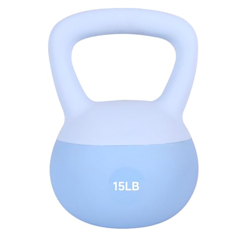 Leikefitness Soft Kettlebells,Weights for Women and Men,Home workout. | Color Coded Anti Slip Grip Kettlebell,Cushioned Impact-Resistant Base,Wide Handle Design - color: BLUE, size: 15 pounds