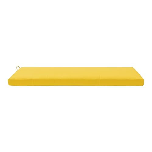 QILLOWAY Indoor/Outdoor Bench Cushion, Thick Upholstery Foam Couch Swing Pads with Ties,48-Inches,Yellow - color: Yellow