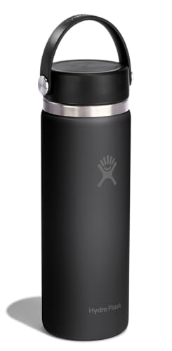 Hydro Flask Water Bottle - Insulated Stainless Steel - Wide Mouth Flex Lid, Non Spill, Leakproof and Refillable in 20 Oz Tonal Black - color: Tonal Black, style: 20 Oz