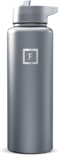 IRON °FLASK 40 oz Wide Mouth Water Bottle with Straw | Insulated Stainless Steel Sports Water Bottle with Leakproof Straw Lid - BPA Free, Cold 24 Hrs, Sweat Free (Graphite) - color: Graphite, style: Straw - 40 Oz (1 Lid)