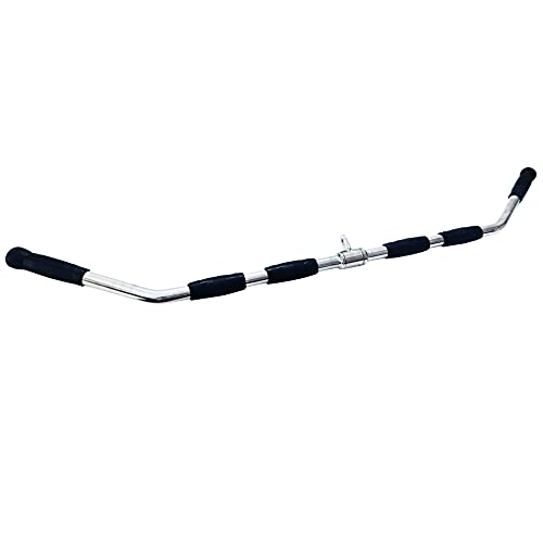 Lat Cable Machine Attachment Curl Pulldown Barbell Revolving Bar, Multi-Exerciser Cable Attachment, Solid Steel Tricep Press Down Bar with Rubber Handgrips & Revolving Hanger - color: 47 Inch