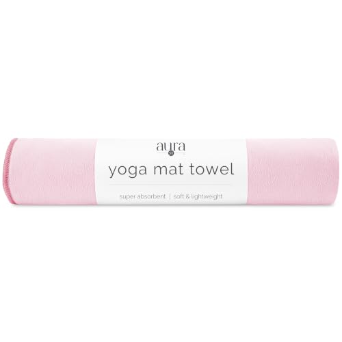S&T INC. Aura Microfiber Yoga Mat Towel, Quick Dry Towel, Soft and Absorbent for Gym, Pilates, and Hot Yoga Mat, 1 Pack, 26.5 inches x 72 inches, Pink - color: Pink