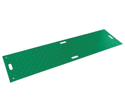 Mytee Products 2' x 8' Green Ground Protection Mats with Double Sided Diamond Plated Tread Design - High Density Polyethylene Mat, Easily Supports 50 Ton Loads on Lawns, Dirt, and Any Other Areas - color: Black, size: 1 - Pack