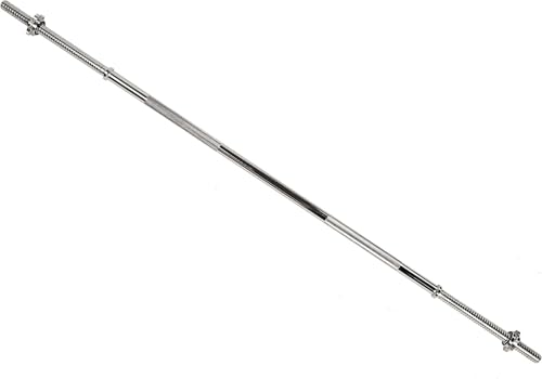Signature Fitness 1-Inch Diameter Threaded Chrome Barbell with Lock Collars, 72-Inch - color: Chrome