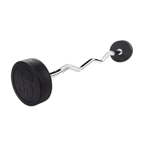 Body-Solid Rubber Coated Fixed Weights Curl Barbells - Weighted Bar for Weightlifting Exercise, Bodybuilding, Strength Training, Squat Rack & Bench Press - style: 60lbs.