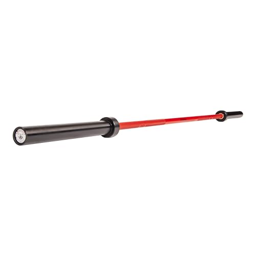 Fitvids Olympic Cerakote Barbell for Home & Commercial Gyms, 190K PSI Tensile Strength Rated for up to 1500LB Capacity - color: Red
