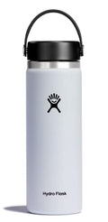 Hydro Flask Water Bottle - Insulated Stainless Steel - Wide Mouth Flex Lid, Non Spill, Leakproof and Refillable in 20 Oz - color: White, style: 20 Oz
