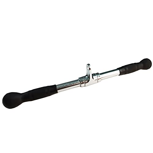 Lat Cable Machine Attachment Curl Pulldown Barbell Revolving Bar, Multi-Exerciser Cable Attachment, Solid Steel Tricep Press Down Bar with Rubber Handgrips & Revolving Hanger - color: 20 Inch