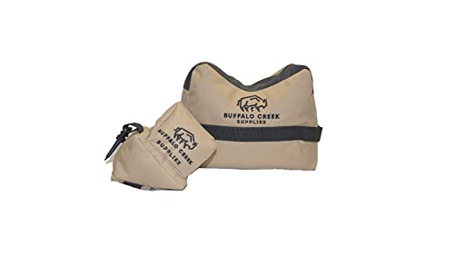 Buffalo Creek Supplies All Weather Durable Front and Rear Shooting Rest Bags, Rifle Rest Sand Bag for Bench Rest Shooting, Hunting, Target & Competitive Sports Shooting-Unfilled - color: Coyote Brown