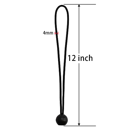 AOPRIE 30 Pcs Bungee Cords with Balls 12 inch Black Ball Bungees Heavy Duty Tarp Bungee Cords Trap Weather Resistant Tie Down Strap for Camping, Tents, Cargo, Holding Wire and Hoses - size: 12 In Cords