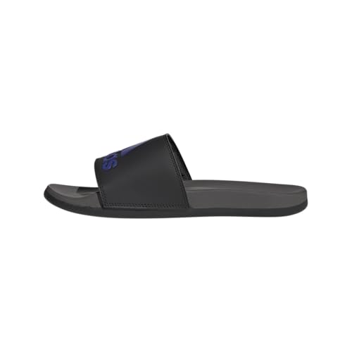 adidas Women's Adilette Comfort Slides - color: Black/Lucid Blue/Charcoal, size: 18 Women/17 Men
