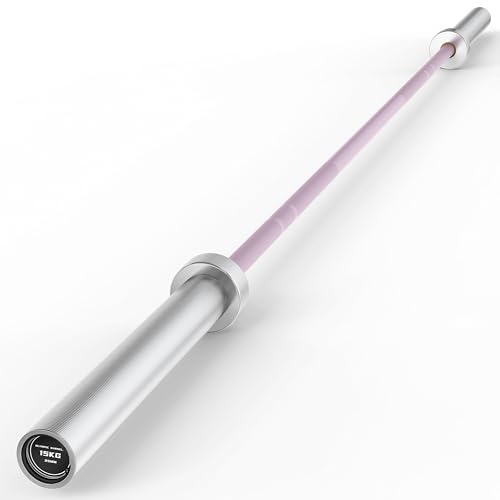 HANDBODE Olympic Barbell 6.5 ft/7 ft, 2 Inch Straight Womens Bars, 35 lb/45 lb Weight Bar, 1000 lb High-Capacity, for Weightlifting, Bench Press, Deadlift, Squat, Home Gym Strength Training - color: 6.5 ft Barbell 35 lb, 1000 lb, Pink & Silver
