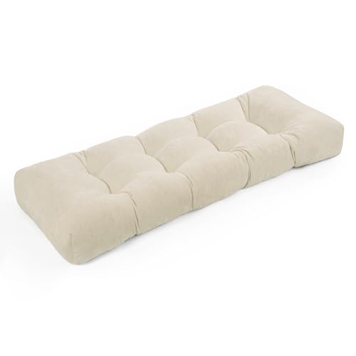ROFIELTY Bench Cushion 42 Inch, Non-Slip Tufted Bench Cushion for Indoor Furniture for Bay Window, Entryway Bench, Piano Seat (Chenille-Beige, 42x16x4) - color: Chenille-beige, size: 42x16x4