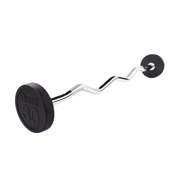 Body-Solid Rubber Coated Fixed Weights Curl Barbells - Weighted Bar for Weightlifting Exercise, Bodybuilding, Strength Training, Squat Rack & Bench Press - style: 30lbs.