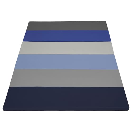 Factory Direct Partners SoftScape 4ft x 6ft Runway Tumbling Mat - Soft, Sturdy Foam, 3-Fold Exercise Mat - color: Navy/Powder Blue