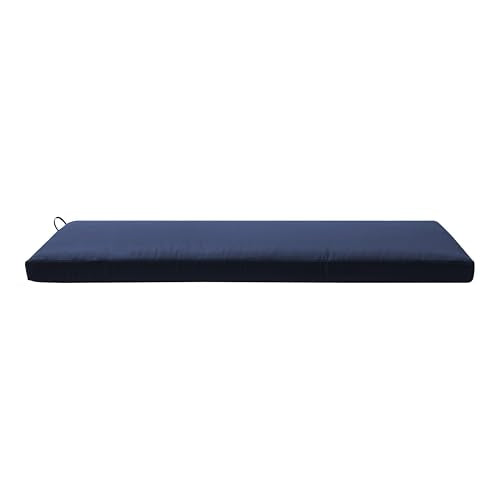 QILLOWAY Indoor/Outdoor Bench Cushion, Thick Upholstery Foam Couch Swing Pads with Ties,48-Inches,Navy Blue. - color: Navy Blue