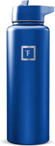 IRON °FLASK 40 oz Wide Mouth Water Bottle with Straw | Insulated Stainless Steel Sports Water Bottle with Leakproof Straw Lid - BPA Free, Cold 24 Hrs, Sweat Free (Twilight Blue) - color: Twilight Blue, style: Straw - 40 Oz (1 Lid)