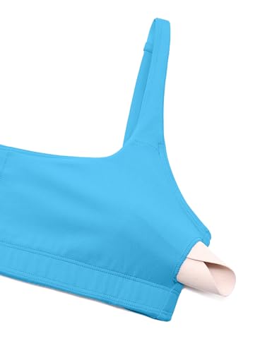 CRZ YOGA Butterluxe Square Neck Sports Bras | Light Support, Removable Pads, Yoga, Extremely Soft, Low Coverage, Adjustable Spaghetti Straps, for Women - color: Kayak Blue, size: Small