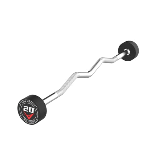 Rubber Coated Fixed Barbell, Pre-Loaded Weights EZ Curl Solid Steel Barbells, Weighted Bar for Weightlifting Exercise, Bodybuilding, Strength Training, Squat Rack & Bench Press - style: 20LB