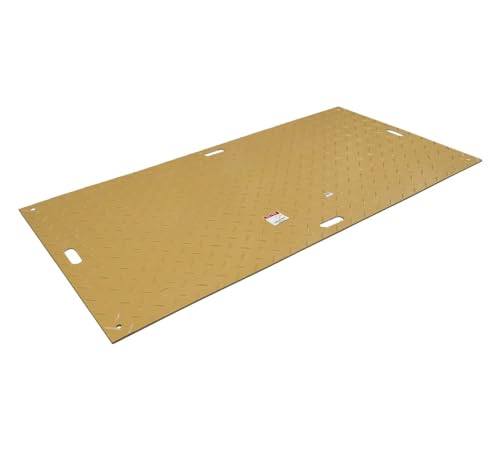 Mytee Products 12 Pack 4' x 8' Tan Ground Protection Mats with Diamond Plated Tread Design & 22 Pcs Single Connectors - Polyethylene Mat, Easily Supports 120 Ton Loads on Lawns, Dirt, & Other Areas - color: Tan, size: 12 - Pack