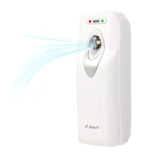 Automatic Air Freshener Spray Dispenser, Custom Timing (Day/Night/24H, 5/10/15/30 min interval), Wall Mounted/Free Standing, Home& Commercial, Glade& Airwick Refill Can, 2 D batteries, Milas-D - color: White, size: 1 Count (Pack of 1)