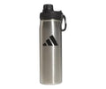 adidas Stainless Steel Metal Water Bottle 20 oz (600 mL) Screw Cap - color: Stainless Steel/Black