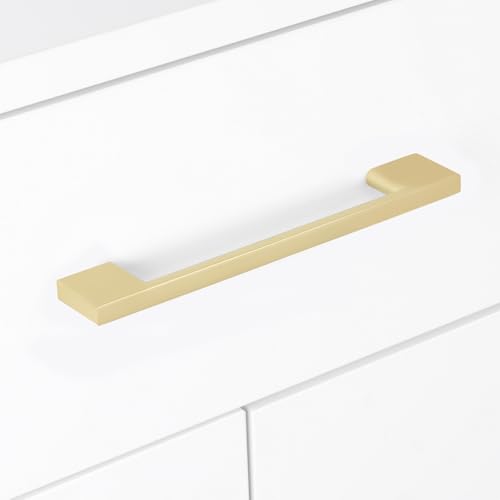 10 Pack 3 Inch(76mm) Cabinet Pulls Brushed Gold Kitchen Cabinet Handles Zinc Alloy Drawer Pulls Solid Cabinet Hardware - color: Brushed Gold, size: 3'' Hole Center(76mm)