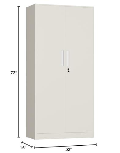 INTERGREAT Metal Storage Cabinet, 72" H Lockable Steel Cabinets with Locking Doors, Storage Locker with Adjustable Shelves for Office, Home, Garage, Gym, School (Warm Grey) - color: Warm Grey, size: MSC-D16