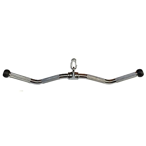 Lat Cable Machine Attachment Curl Pulldown Barbell Revolving Bar, Multi-Exerciser Cable Attachment, Solid Steel Tricep Press Down Bar with Rubber Handgrips & Revolving Hanger - color: 28 Inch Ball Hand