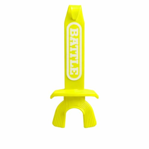 Battle Speed XL Football Mouthguard with Connected Thick Strap, Advanced Composite, No Boil, for Braces, Maximum Breathability, Youth and Adult (Neon Yellow) - color: Neon Yellow