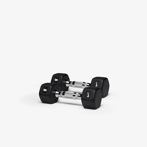 Nike Rubber Hex Dumbbell Pair - color: Black / White, size: 5 lb