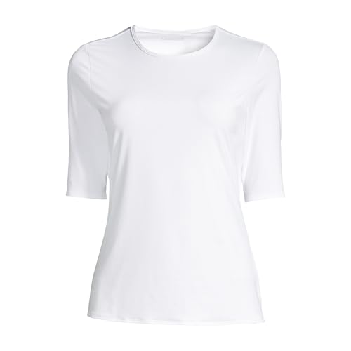Lands' End Women's Sunshade UPF 50 Elbow Sleeve Rash Guard Swim Tee - color: White, size: XX-Small Petite
