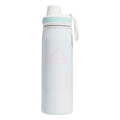 adidas Stainless Steel Metal Water Bottle 20 oz (600 mL) Screw Cap - color: White/Orchid Fusion Purple/Semi Flash Aqua Blue