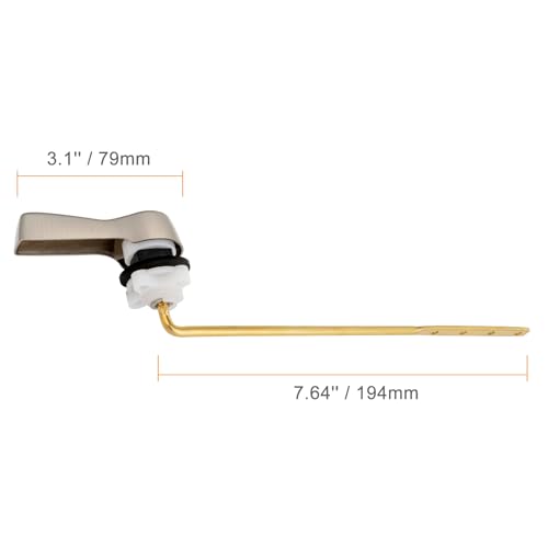 Hibbent Universal Metal Front Mount Toilet Handle Replacement Kit | Brushed Nickel Solid Brass Toilet Flush Tank Lever, Stainless Steel Flapper Chains for Most Toilet Tanks - color: Brushed Nickel, style: Upgraded Front Mount