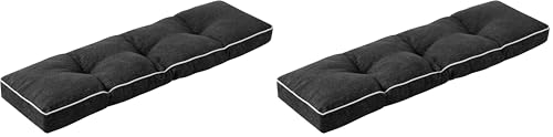 IPYNBAP Bench Cushion, 42 x 16 Inch Patio Furniture Cushions with Durable Ties, Soft Memory Foam Bench Cushions for Indoor/Outdoor Furniture with Non-Slip Bottom, Kitchen&Dining, Black (Pack of 2) - color: Black, size: 42*16+4” (Pack of 2)