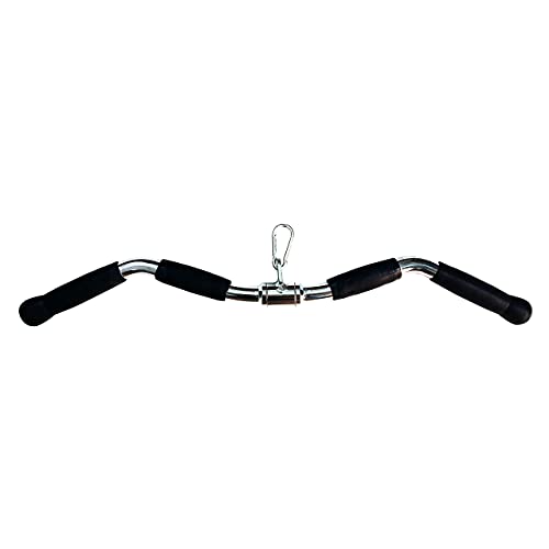 Lat Cable Machine Attachment Curl Pulldown Barbell Revolving Bar, Multi-Exerciser Cable Attachment, Solid Steel Tricep Press Down Bar with Rubber Handgrips & Revolving Hanger - color: 28 Inch