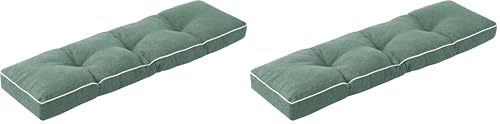 IPYNBAP Bench Cushion, 36 x 14 Inch Patio Furniture Cushions with Durable Ties, Soft Memory Foam Bench Cushions for Indoor/Outdoor Furniture with Non-Slip Bottom, Kitchen&Dining, Green (Pack of 2) - color: Green, size: 36*14+4” (Pack of 2)