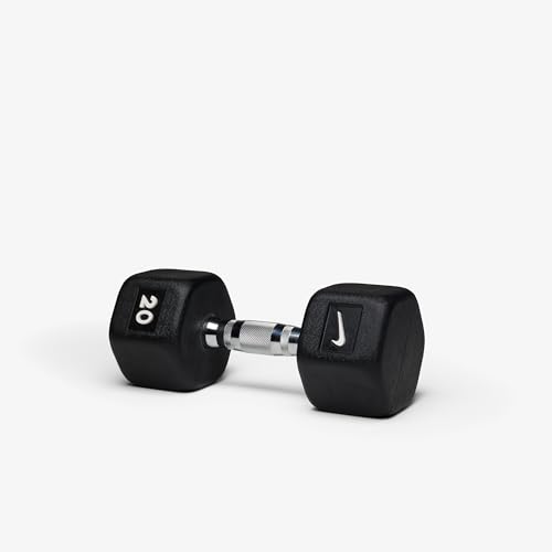 Nike Rubber Hex Dumbbell Pair - color: Black / White, size: 20 lb