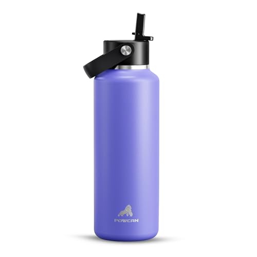 POWCAN 18oz Travel Water Bottle: Leakproof, Keep Cold 24H, BPA-Free, Lid with Handle, Insulated Water Bottle with Straw for School, Outdoors, Running, Camping, Gym, Playground, Teens (Violet's Tale) - color: Violet's Tale, size: 18 Ounces