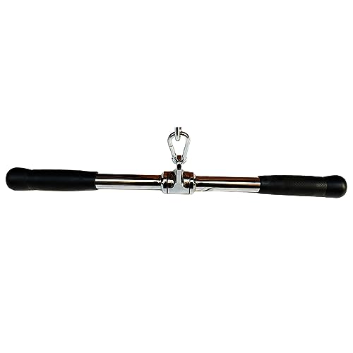 Lat Cable Machine Attachment Curl Pulldown Barbell Revolving Bar, Multi-Exerciser Cable Attachment, Solid Steel Tricep Press Down Bar with Rubber Handgrips & Revolving Hanger - color: 22 Inch