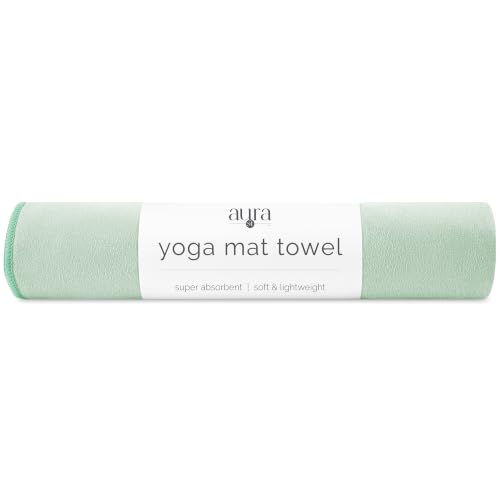 S&T INC. Aura Yoga Mat Towel, Quick Dry Towel, Soft and Absorbent for Gym, Pilates, and Hot Yoga Mat, 1 Pack, 26.5 inches x 72 inches, Microfiber, Sage Green - color: Sage Green