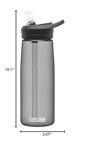 CamelBak Eddy+ Water Bottle with Bite Valve Straw, Leak‑Resistant Easy‑Sip Design for Everyday Hydration, 25oz, Charcoal 2.0 - color: Charcoal 2.0, size: 25 Ounces