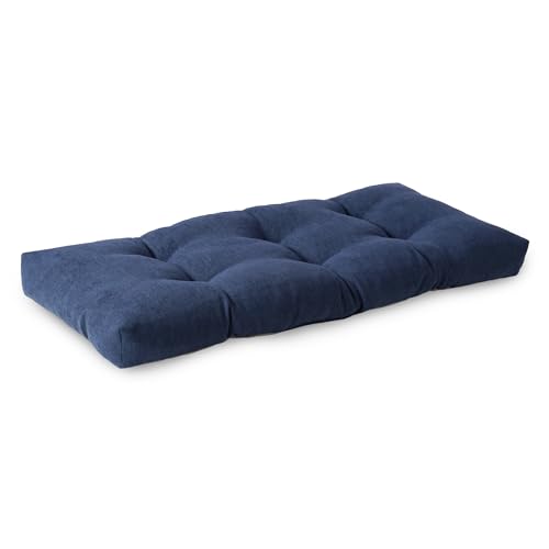 ELFJOY Non Slip Tufted Bench Cushion for Indoor Furniture 34"x16" Navy | 3.5" Thick, Soft and Breathable Fabric, Skin-Friendly, for Dining Entryway Window Storage Bench, Comfort for Long Sitting - color: Navy