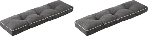 IPYNBAP Bench Cushion, 42 x 16 Inch Patio Furniture Cushions with Durable Ties, Soft Memory Foam Bench Cushions for Indoor/Outdoor Furniture with Non-Slip Bottom, Kitchen&Dining, Dark Grey (Pack of 2) - color: Dark Grey, size: 42*16+4” (Pack of 2)
